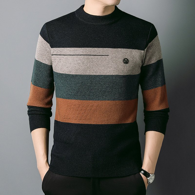 Men's Fashion Casual Round Neck Knitted Shirt – Comfortable and Stylish