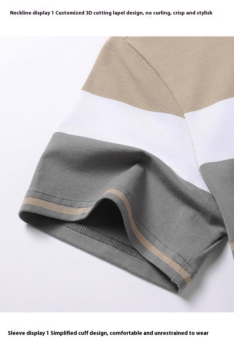 Men's High-End Cotton Striped Polo Shirt – Light Business Casual T-Shirt