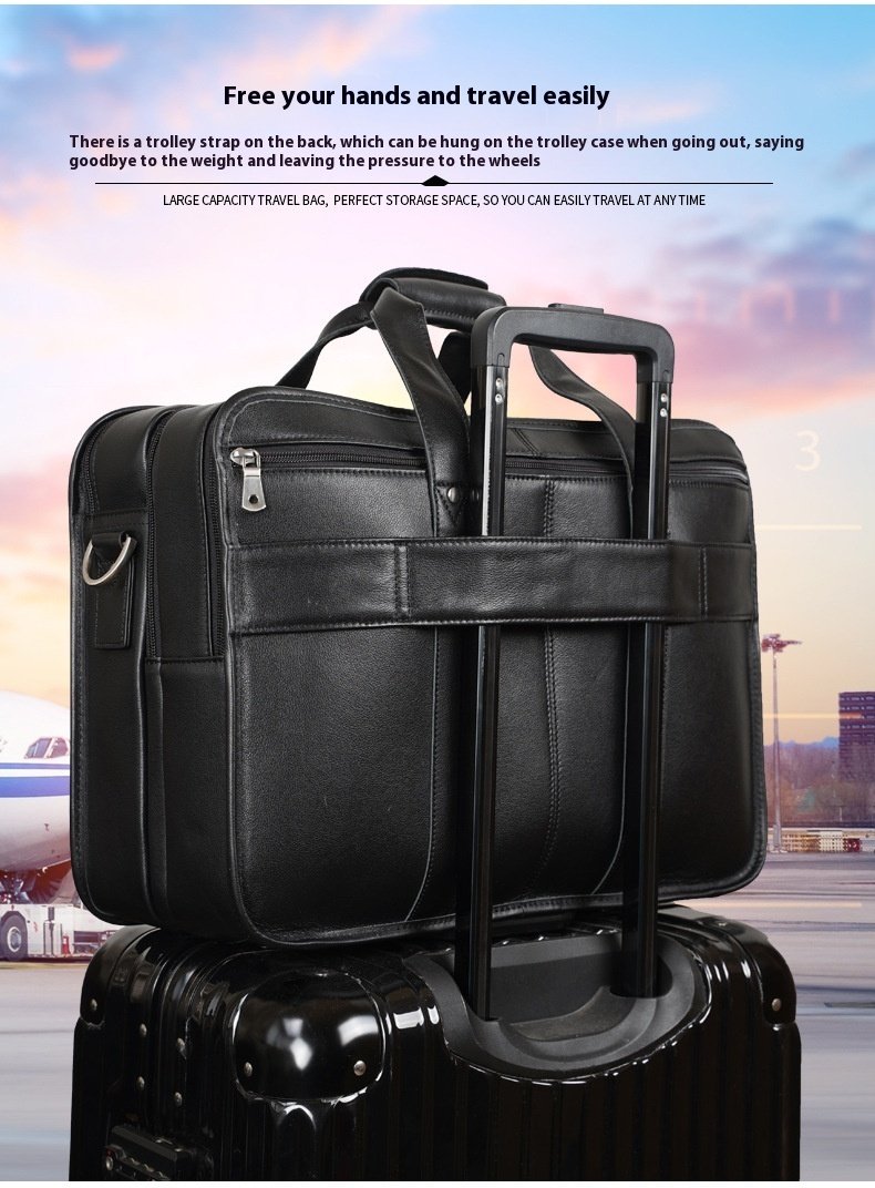 Leather Business 17-Inch Laptop Bag | First Layer Cowhide Briefcase