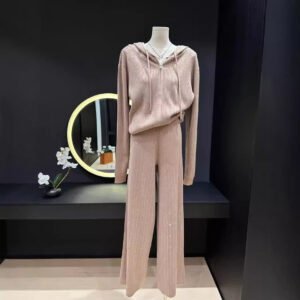 Hooded Cardigan Short Coat with Two-Piece Pants Set for Women | Stylish & Comfortable Loungewear