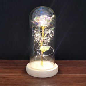 Enchanted Forever Rose – Preserved Flower in Glass with LED Light for Christmas Decoration