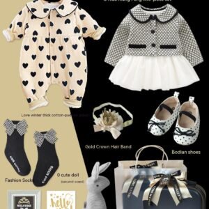 Princess Black Gold Dress Polka Dot Set – Elegant Baby Girl Outfit