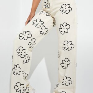 Women's Loose Straight-Leg Printed Casual Jeans – Stylish & Comfortable