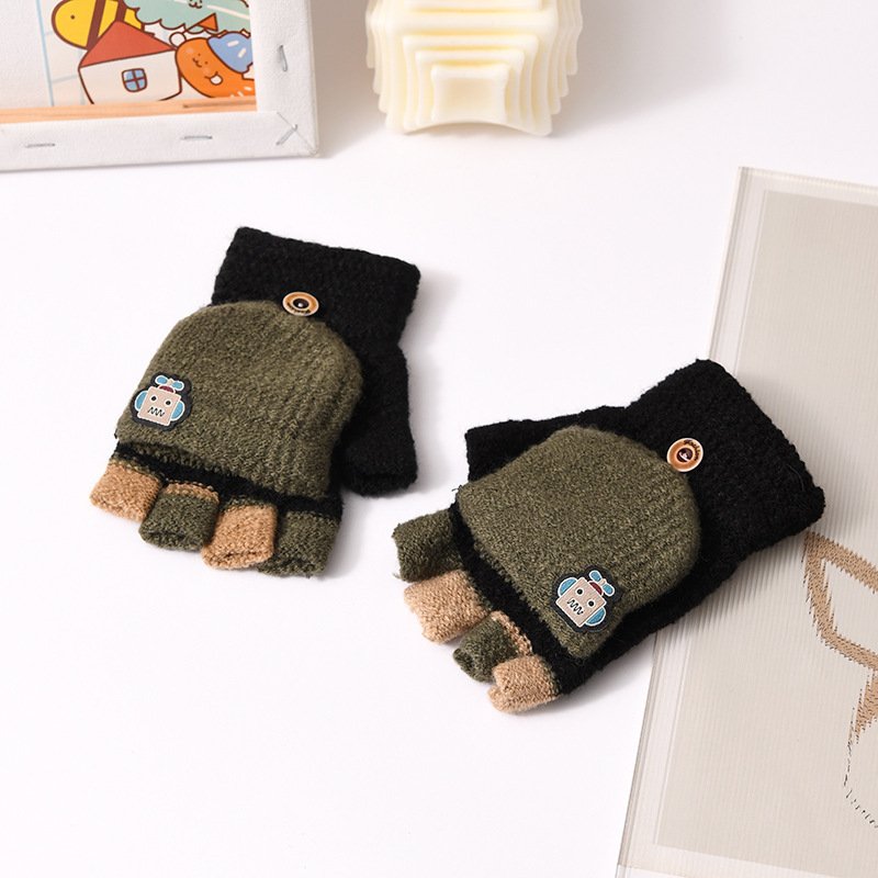 Children's Clamshell Half-Finger Warm & Cute Knitted Gloves – Cozy Winter Accessories