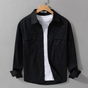 Leisure Cargo Shirt Men's Solid Color Polo Collar – Casual & Versatile