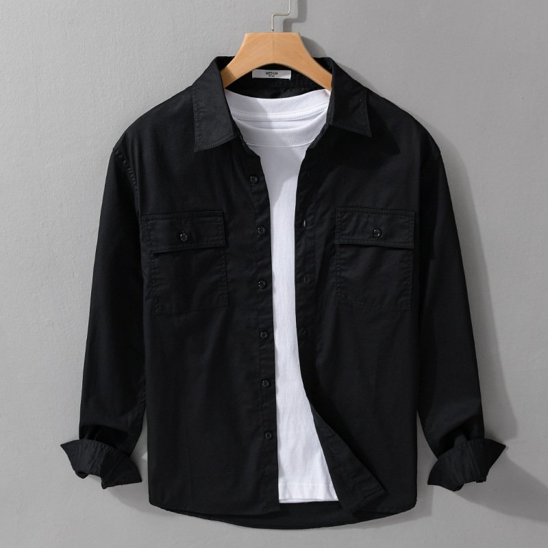 Leisure Cargo Shirt Men's Solid Color Polo Collar – Casual & Versatile