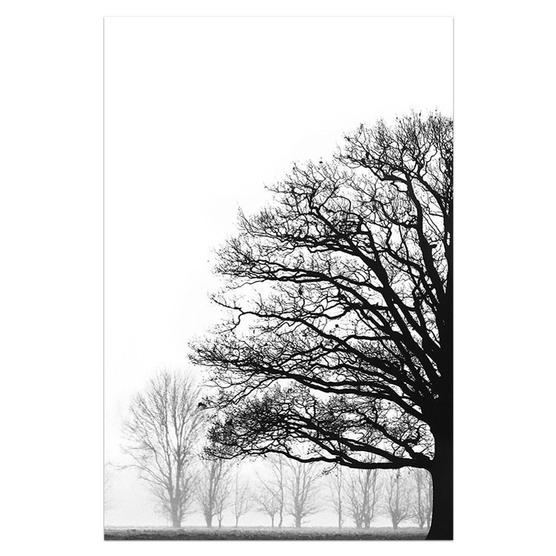 Black and White Winter Trees – Modern Sofa Background Wall Decorative Painting