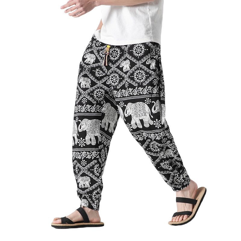 Men's Beach Pants – Retro Buckle Casual Trousers for Relaxed Summer Style
