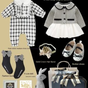 Princess Black Gold Dress Polka Dot Set – Elegant Baby Girl Outfit