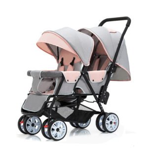 Lightweight Stroller for Children - Front & Rear Sitting, Plus-Sized Four-Wheel Double Sitting Lying Folding Cart