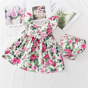 Cotton Baby Ruffled Floral Print Dress – Cute & Comfortable Dress for Baby Girls