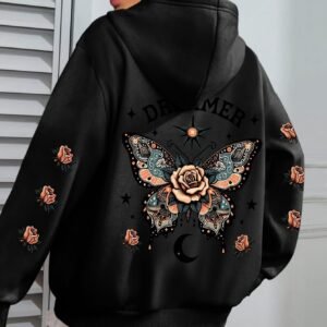 Letter Print Hoodie with Casual Drawstring for Women - Stylish & Comfortable
