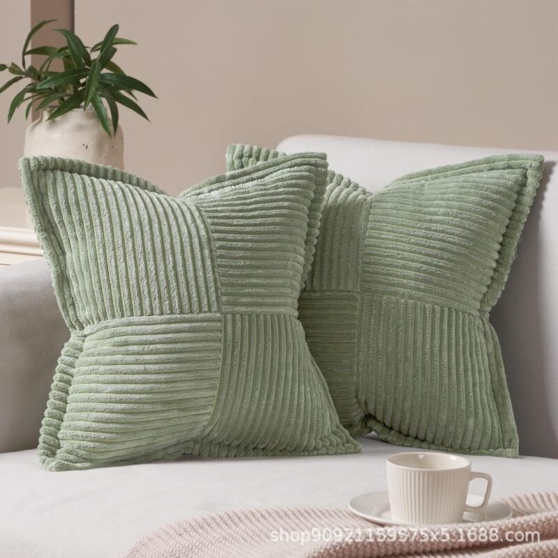 Corduroy Pillow Covers – Super Soft Boho Striped Throw Pillows for Couch & Living Room Decor