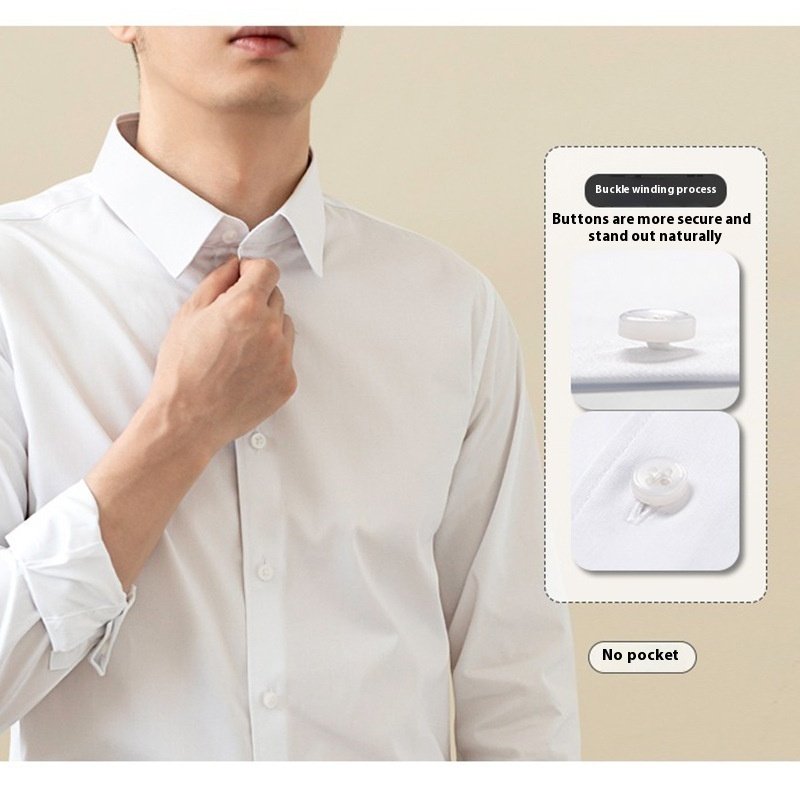 Long Sleeve Men's Solid Color Stretch Slim-Fitting Shirt - Iron-Free & Anti-Wrinkle Business Casual