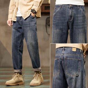 Retro Denim Pants for Men – Straight Loose Fit Vintage Style