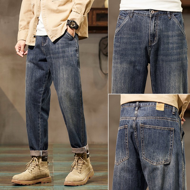 Retro Denim Pants for Men – Straight Loose Fit Vintage Style