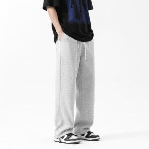 Drawstring Ankle-Tied Loose Straight Sweatpants – Comfortable & Relaxed Fit