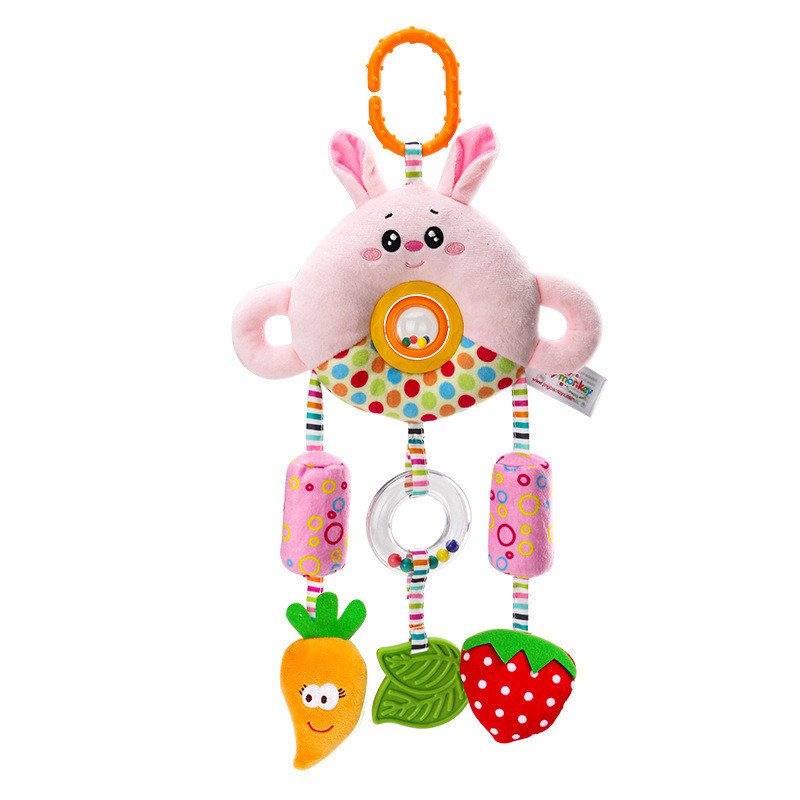 Stroller Toy - Bed Hanging Turn Bead Doll & Plush Hand Rattle Bed Bell for Babies