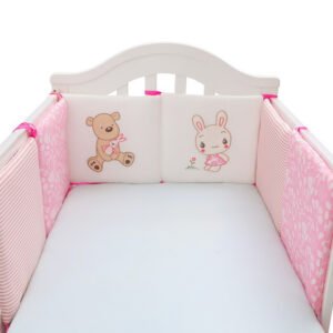 Baby Bed Cover Backup - Bear and Rabbit Pink Design for Nursery Comfort