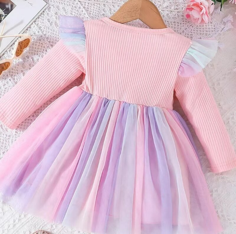 Bow Mesh A-Line Dress – Elegant & Stylish Children's Clothing for Girls