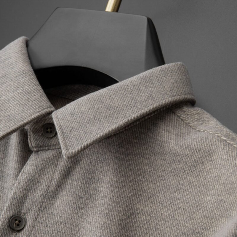 Khaki Thick Warm Woolen Long Sleeve Shirt for Men – Stylish & Cozy