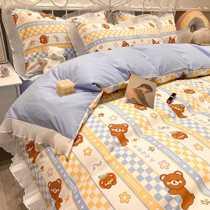 Gentle Wind Network Red Bedding Set of Four – Summer Countryside Style Bedding