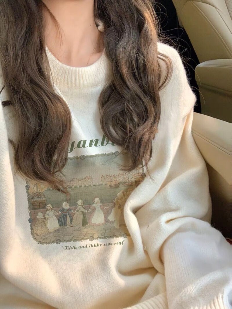 Retro Lazy Pullover Sweater for Women - Cozy & Stylish Vintage Top