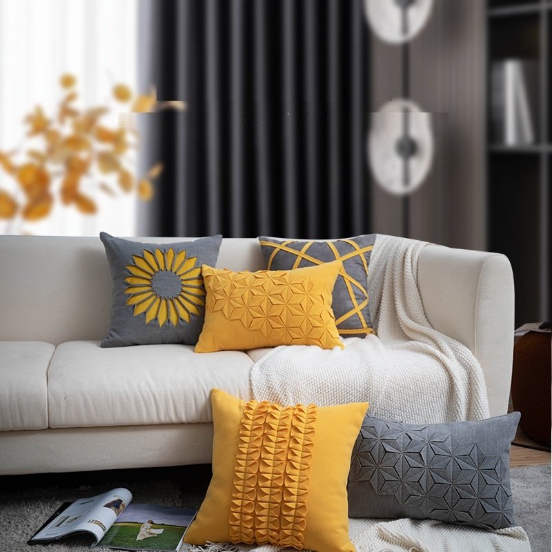 Modern Minimalist Sunflower Sofa Living Room Pillow – Hotel Bed Cushion Cover