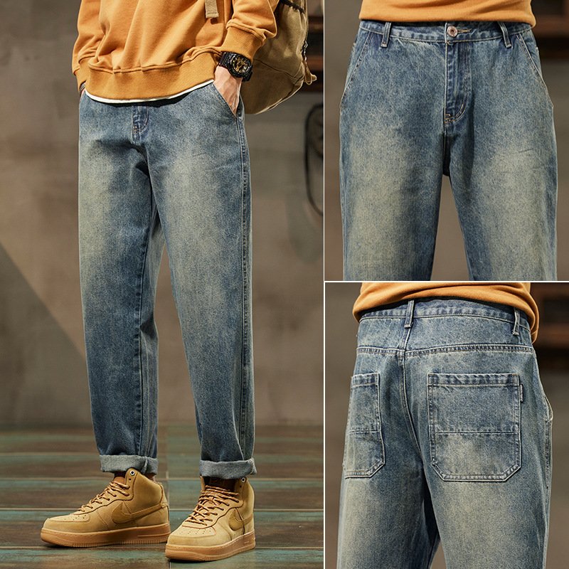 Retro Denim Pants for Men – Straight Loose Fit Vintage Style