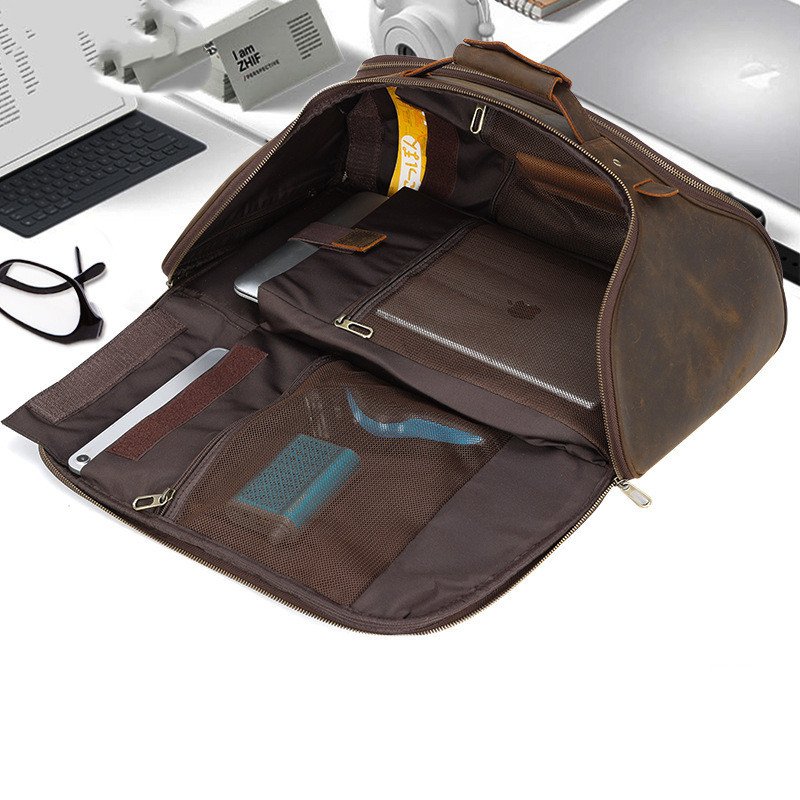 Men's Fashion Top Layer Leather Backpack - Stylish & Durable Everyday Bag