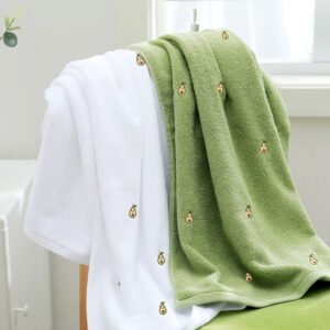 Full Embroidery Avocado Cotton Bath Towel – Soft, Absorbent & Stylish