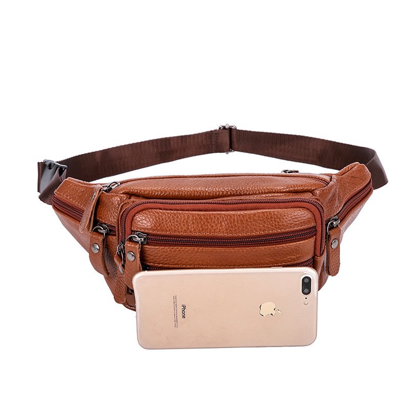 Cowhide Men's Belt Bag - Leather Shoulder & Chest Bag for Stylish Utility