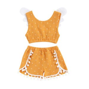Girls Cotton Linen Polka Dot Style – Cute & Comfortable Children's Clothing