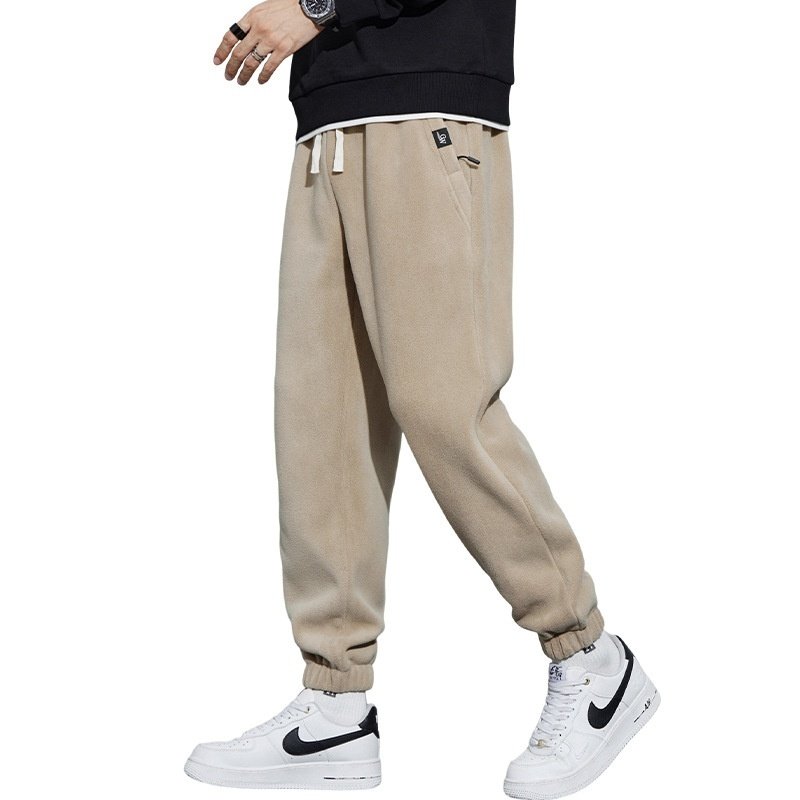 Thickened Outer Wear Loose Double-Sided Velvet Ankle-Tied Sports Pants for Men