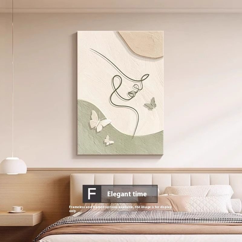 Decorative Cream Style Abstract Line Character Mural – Modern Wall Art for Home Decor