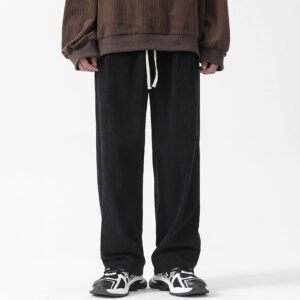 Fleece-Lined Thick Loose Straight Corduroy Pants – Warm & Comfortable Winter Wear