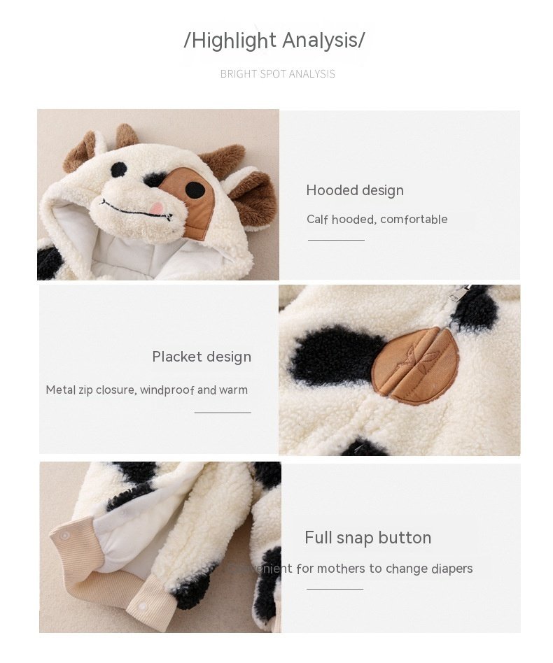 Winter Thickened Quilted Baby Jumpsuit – Warm & Cozy Infant Outerwear