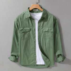 Leisure Cargo Shirt Men's Solid Color Polo Collar – Casual & Versatile