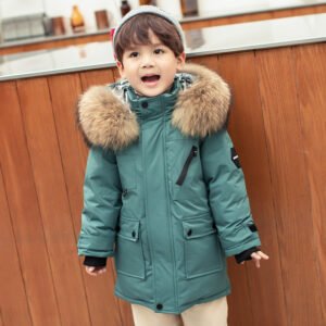 Boy's Mid-Length Thickened White Duck Down Jacket | Warm & Stylish Winter Coat
