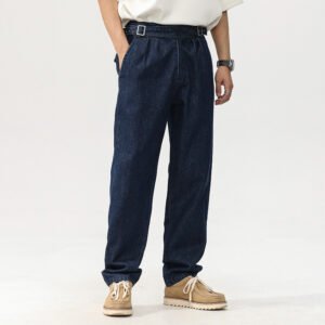 Blue Denim Straight High-Waist Jeans for Men – Stylish & Comfortable Fit