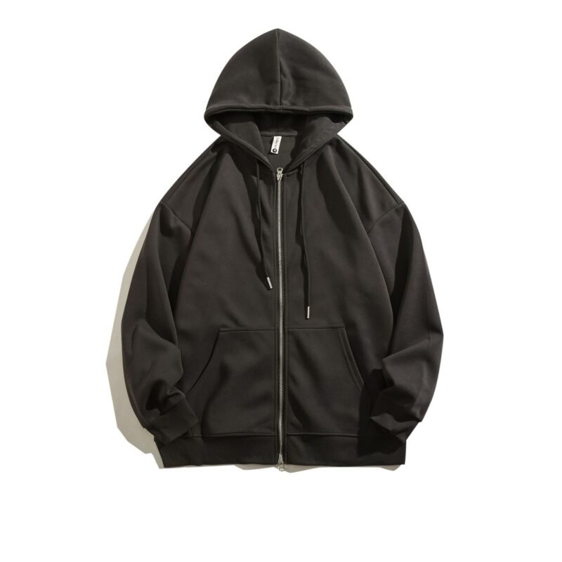 Solid Color Retro Simple Hooded Zipper Jacket for Men – Stylish & Comfortable