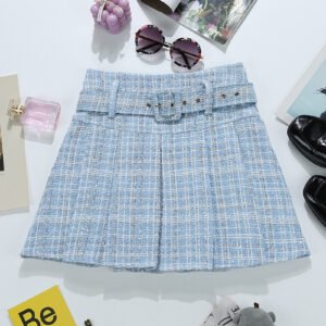 Bright Silk Plaid Skirt - Women's High Sense A-Line Fashion