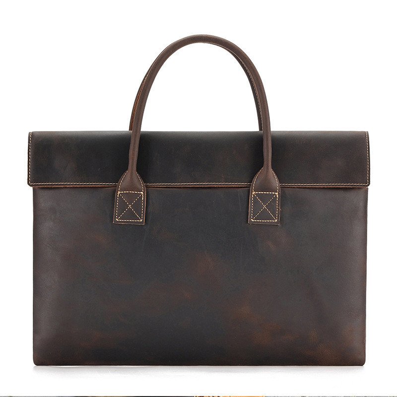 Genuine Cowhide Leather Men's Handbag - Thin & Portable, Stylish & Durable