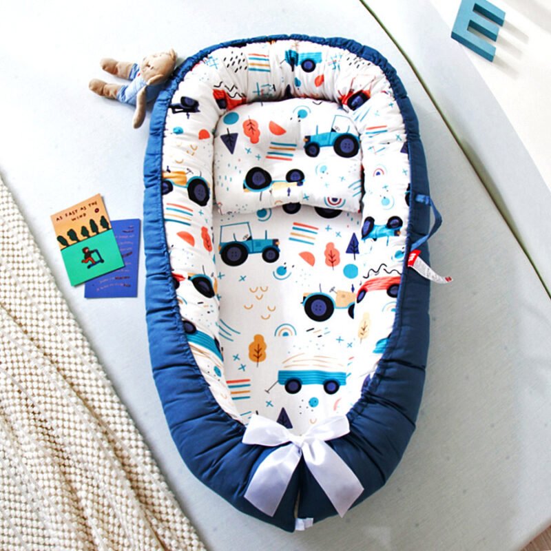 Portable Bed In Bed Baby Bed - Foldable & Removable Bionic Newborn Bed with Pressure-Proof Support