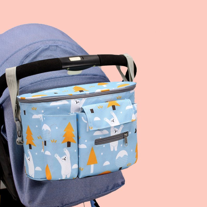 Baby Stroller Organizer - Adjustable Multifunction Travel Diaper Bag with Large Capacity & Bottle Holder