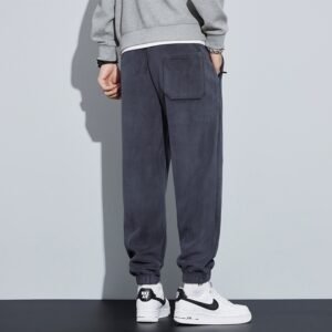 Thickened Outer Wear Loose Double-Sided Velvet Ankle-Tied Sports Pants for Men