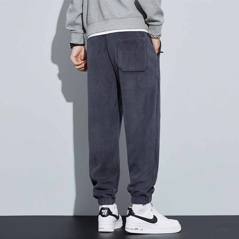 Thickened Outer Wear Loose Double-Sided Velvet Ankle-Tied Sports Pants for Men