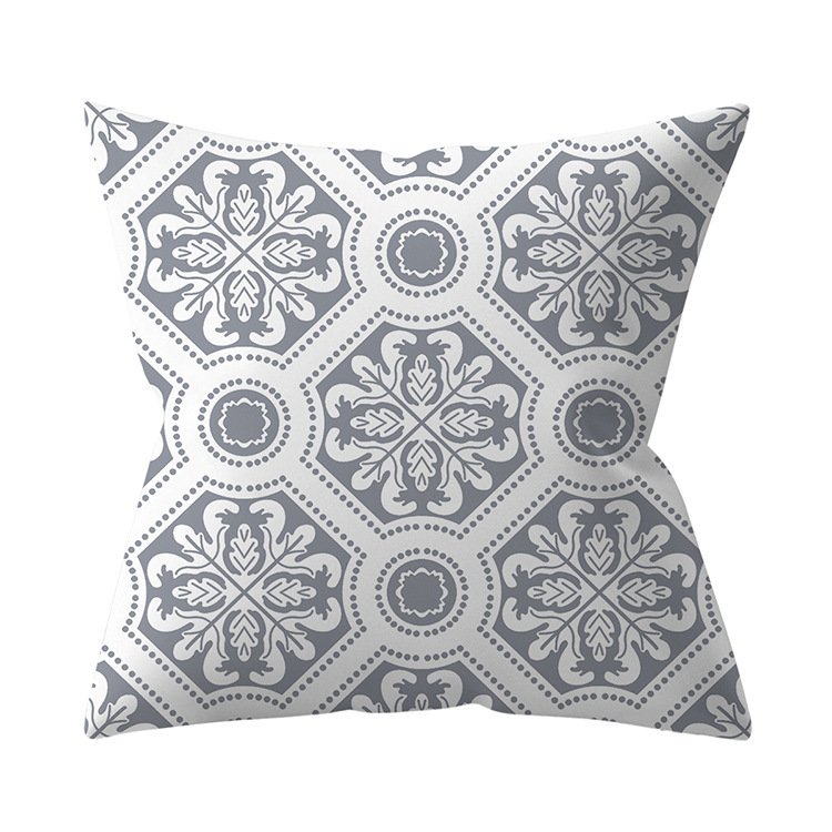 Gray Geometric Polyester Pillow Cover – Cross-border Hot Sale Silver Gray Sofa Cushion Cover