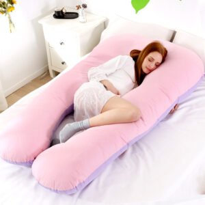 U-Shaped Color Matching Belly Support Pillow – Comfortable Side Lying & Back Pillow for Pregnant Women
