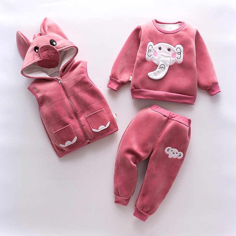 Baby Thickening Three-Piece Set – Warm & Cozy Outfit for Cold Weather
